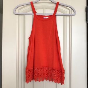 ALYA orange tank with crochet detailing